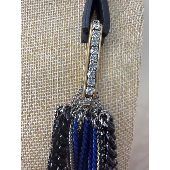 Juicy Couture Multi-Strand Statement Necklace W/ Blue Black & Silver Chains - Picture 3 of 12